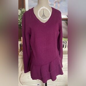 Isaac Mizrahi Cashmere Purple V Neck Sweater